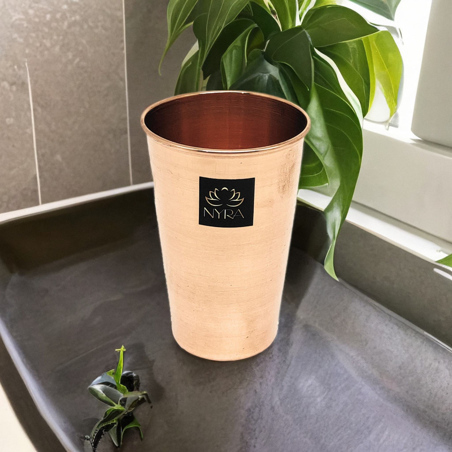 Nyra Pure Copper Drinking Serving Water GlassTumbler Plain Serveware, 400 ML, Good Health Benefits
