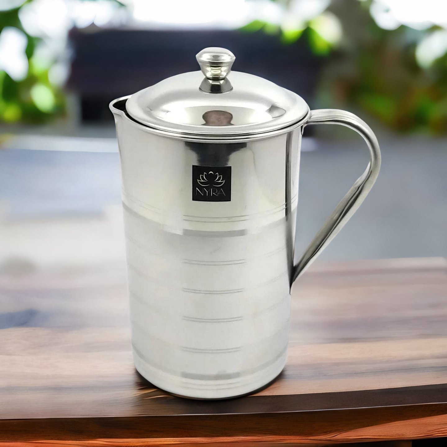 Nyra Stainless-Steel Spot-Welding Handle Jug with Glossy Finish and Lid, 2 Liters, Wide mouth & Straight Shape for easy cleaning