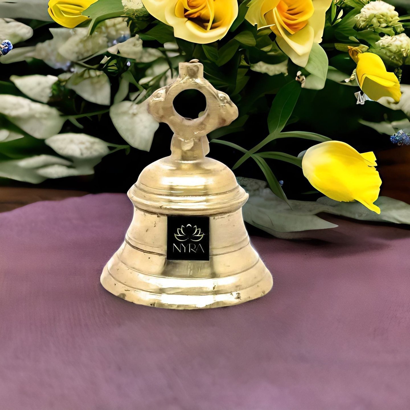 Nyra Pure BrassPeetal Pooja Mandir Ghanta Solid Heavy Metal Temple GhantaPuja Bell