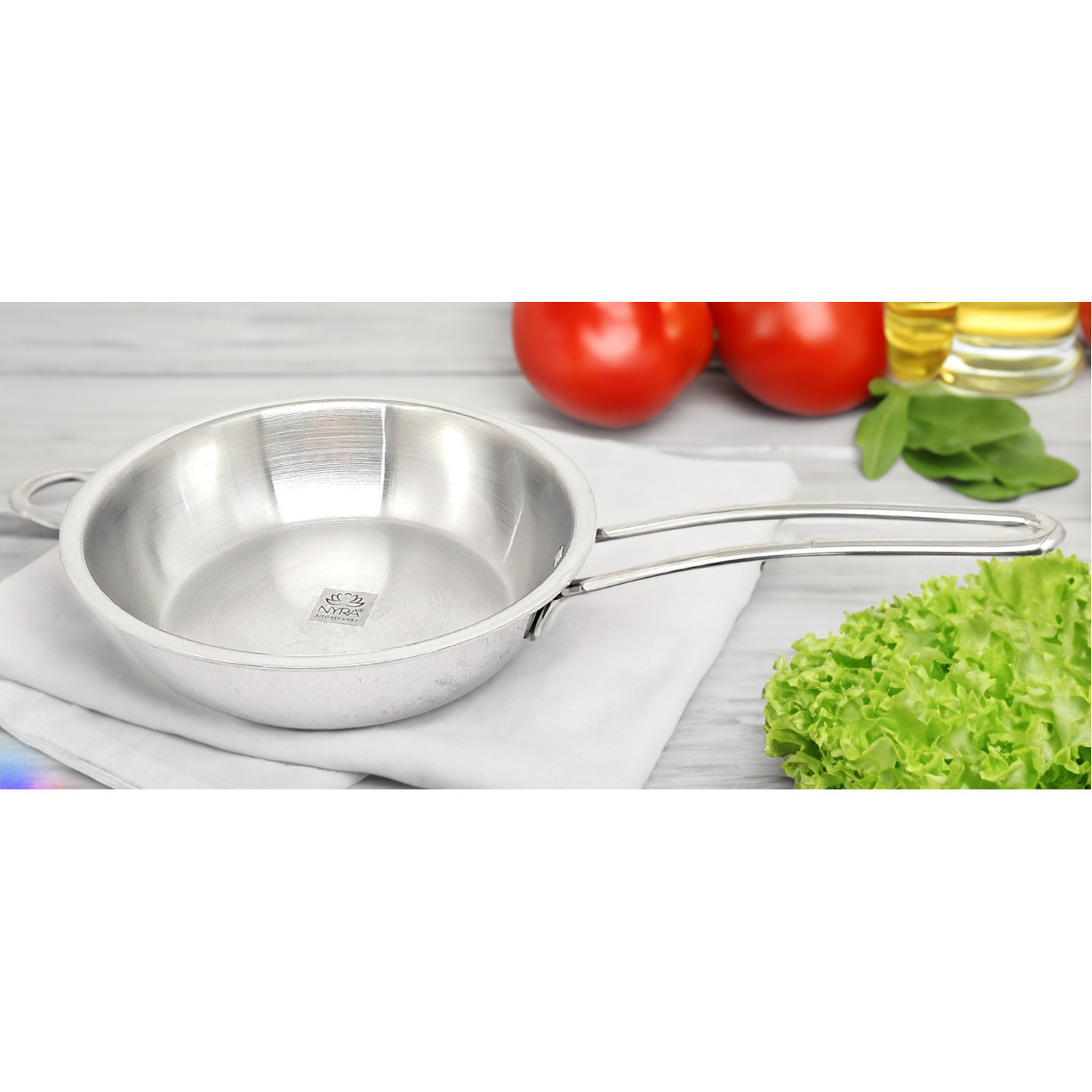 Nyra  Pure Stainless Steel Hammered Fry PanTriply Fry Pan with Lid Serving  Home & Kitchen Versatile & Gas Stove Friendly Available in 2 sizes