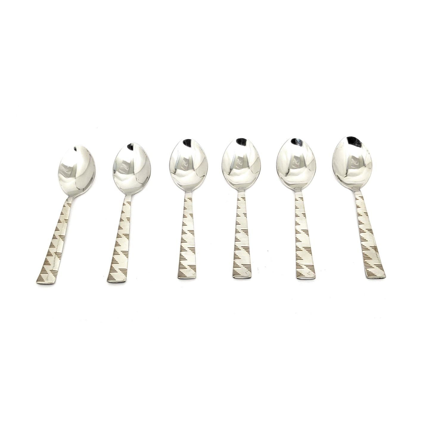 Nyra Stainless Steel Premium Dinner  Table Spoons - 6 Pcs, Cutlery Tableware Spoon Set Silver, LinesStripes Design, 16 cm