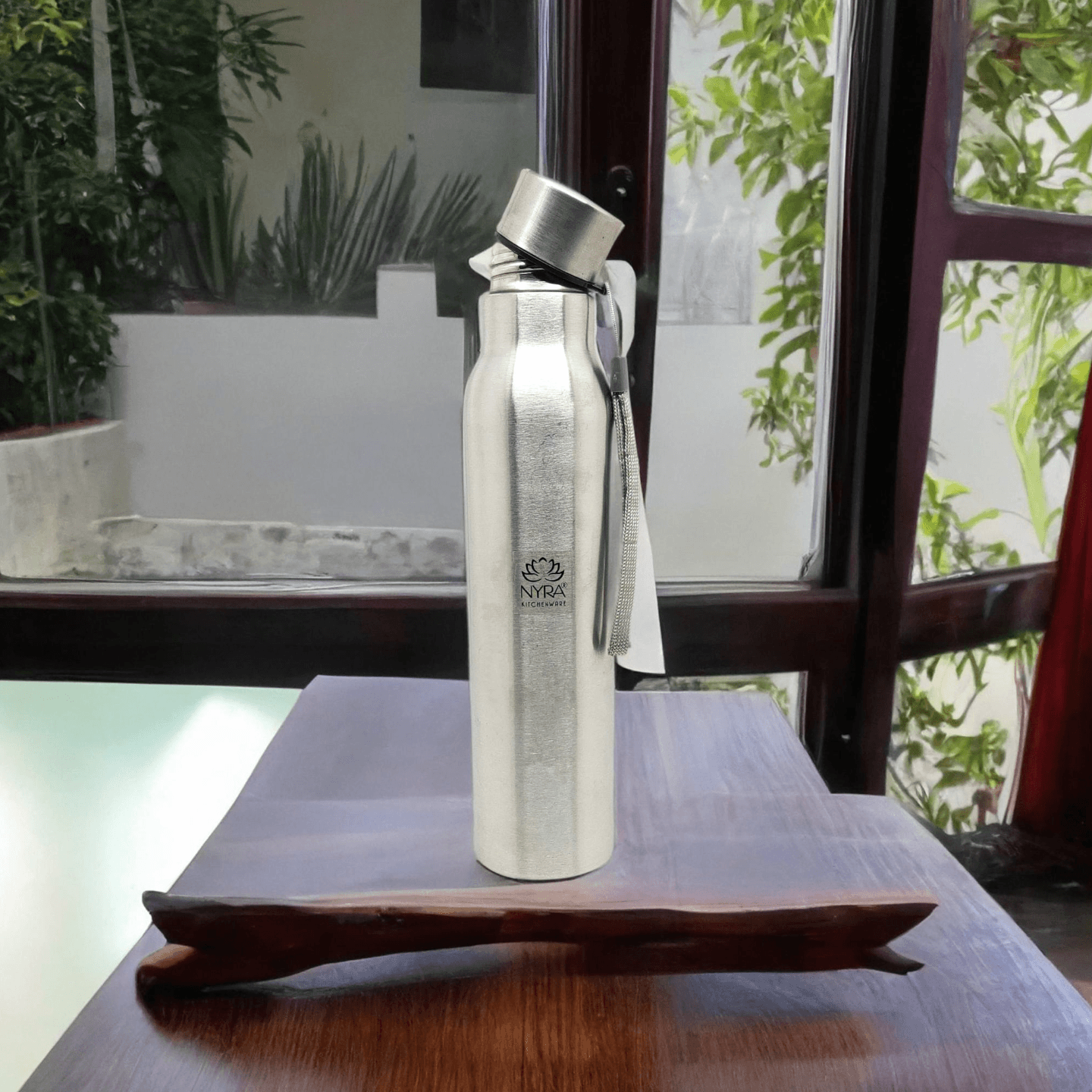 Nyra Stainless Steel Single Walled Fridge Water Bottle- 700 ML Refrigerator Bottle with a String  Water Bottle for Office, School and Home  Silver