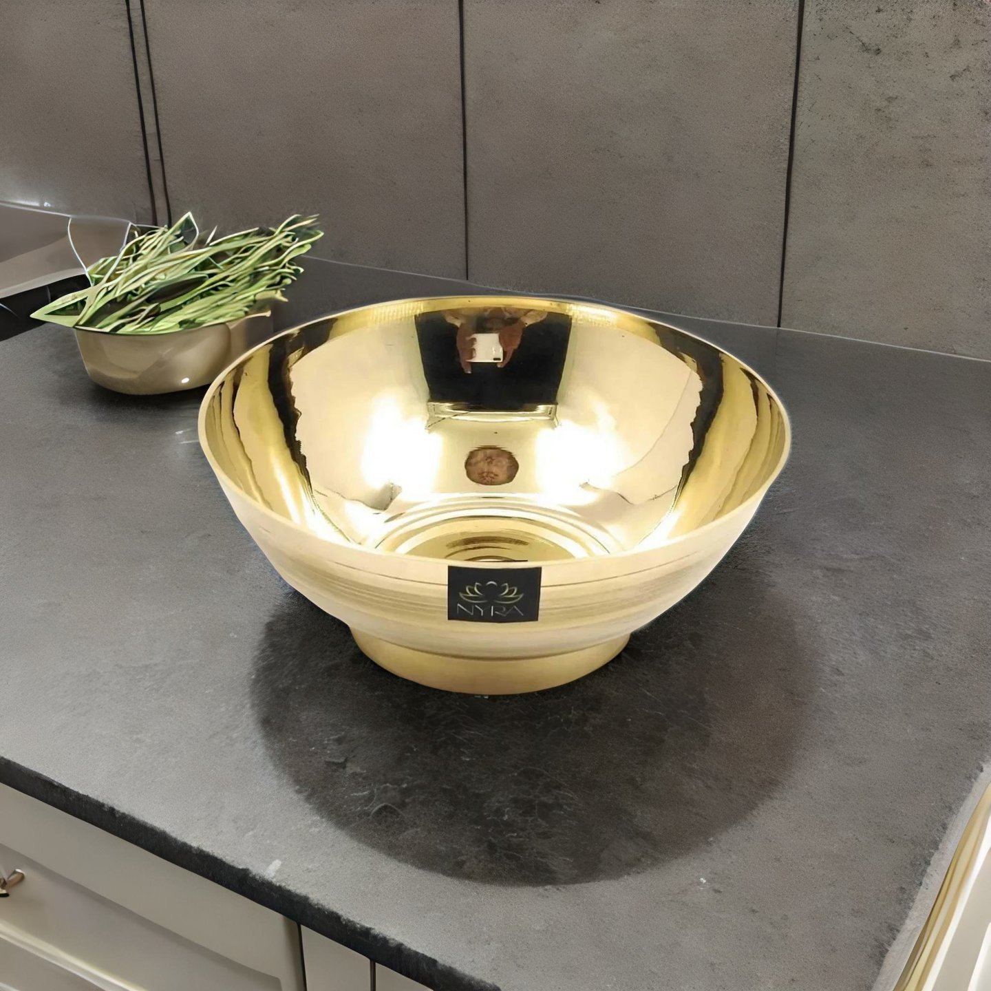Nyra Brass Peetal Katora Vaati Bowl, Handmade Organic, Ayurvedic Benefits Yellow Metal