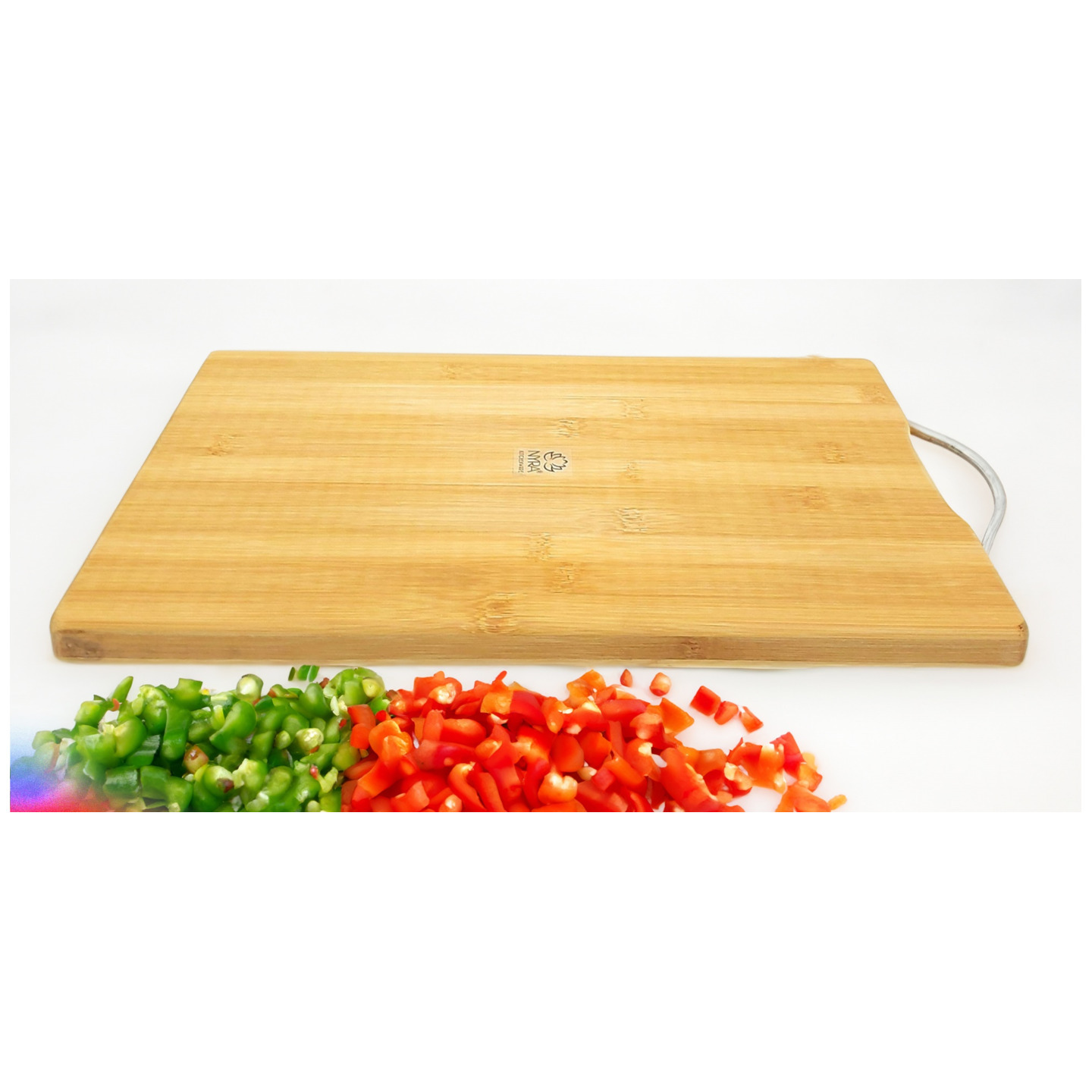 NYRA Wooden Chopping Board with Durable Steel Handle - Kitchen Essential for Precision Slicing and Chopping veggies, fruits, cheese - Charm for Your Culinary Space