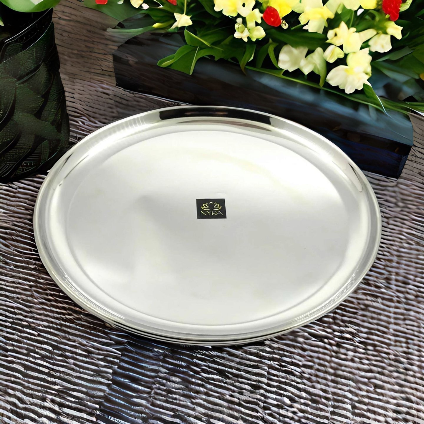 Nyra Stainless Steel Plates Heavy Gauge Steel Dinner Plates  Breakfast Plates  Serving Plates
