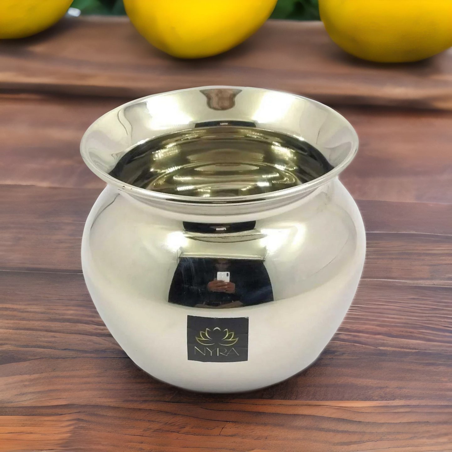 NYRA Stainless Steel Glossy Finish Heavy Lota Gunj Kalash Chambu Tumbler for PujaWater Storage Multi Purpose - 800 ML