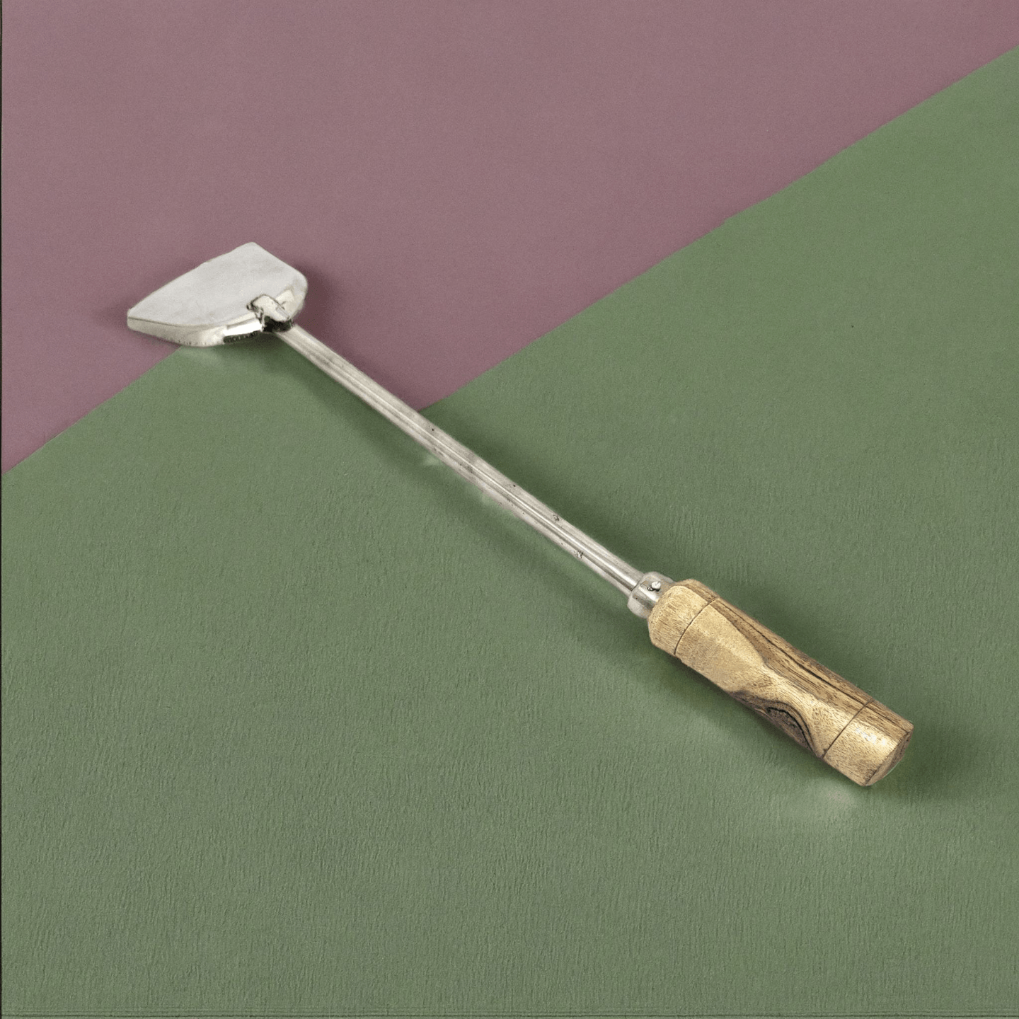 Nyra Stainless Steel Chinese SpatulaPalta with Wooden Handle for comfortable grip, Vegetable Shovel Plain Turner Perfect for Grilling, Scraping, Flipping- Kitchen Tools  Hotel, Restaurant Ware