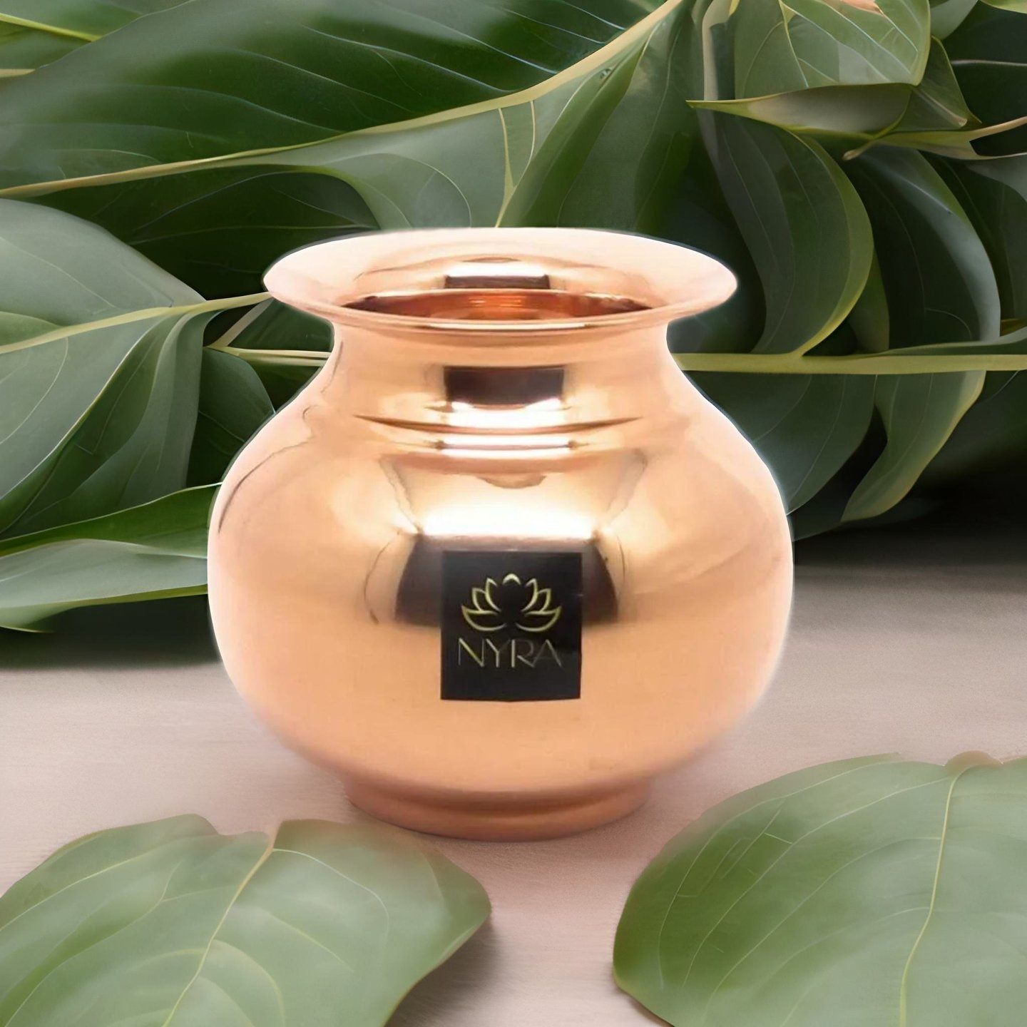 Nyra Pure Copper Tamba LotaKalash Heavy Water Storage Puja Purpose -Rounded and Curved Glossy Finish