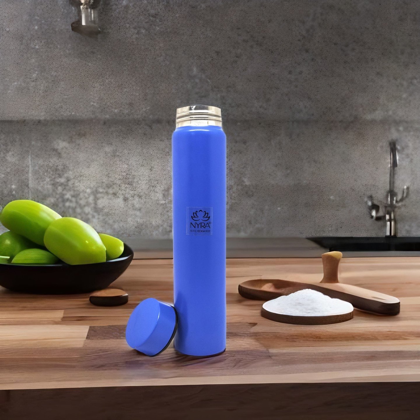 Nyra Stainless Steel Pocket Water Bottle  450 ML Small & Slim Single Walled Water Flask Bottle for Outdoor Office and Indoor use Fridge for Drinking Water  Blue