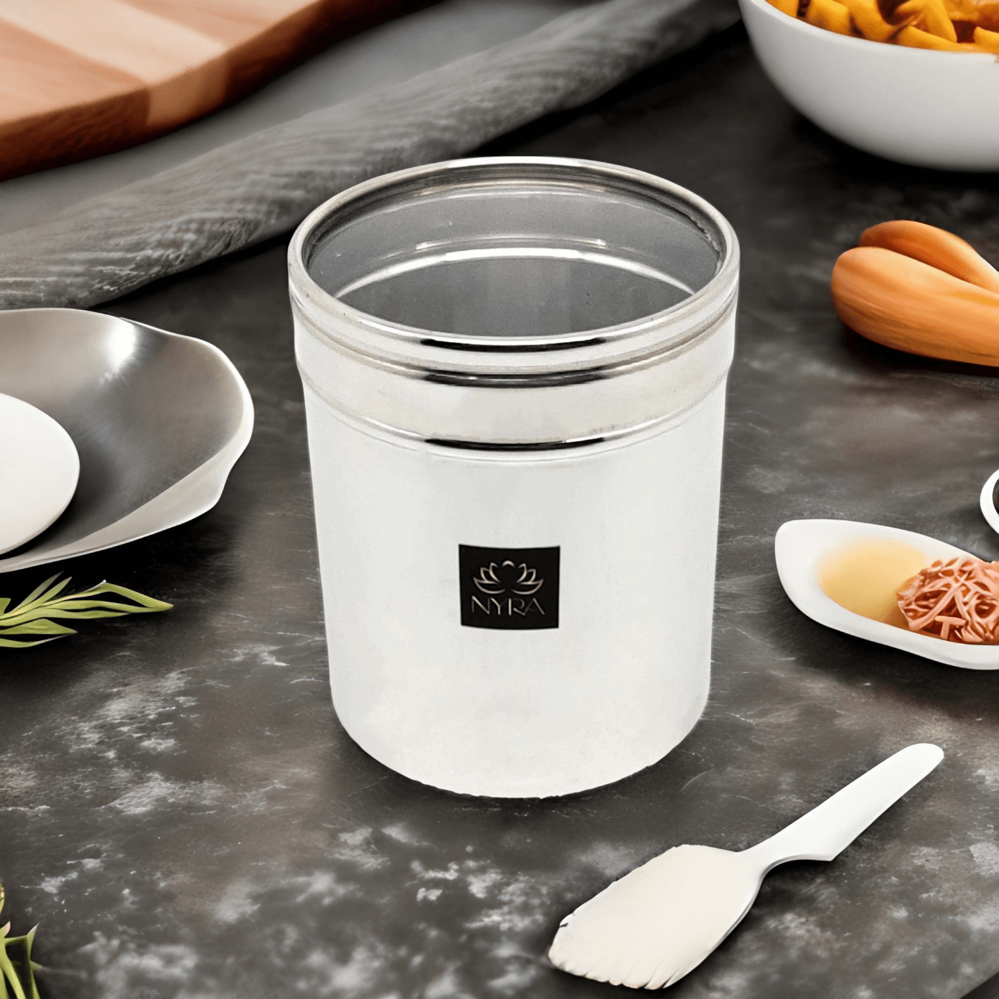 Nyra Stainless Steel Multipurpose ContainerCanister For Kitchen Storage Vertical Jar Dabba with Transparent See through Lid - Ideal for Storing Rice, Cereal, Pulse, Snacks, Spices and other kitchen utilities