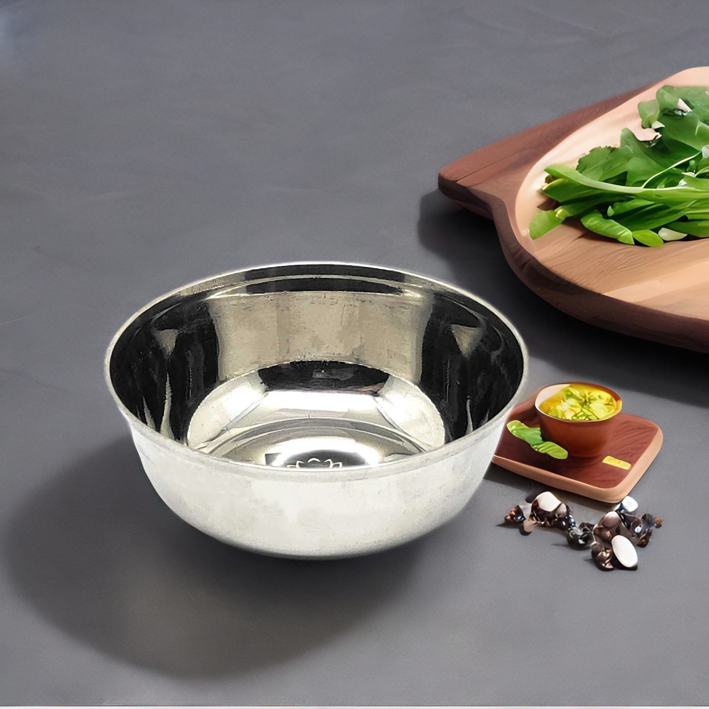 Nyra Stainless Steel Heavy Gauge Bowls Set with Glossy Finish - Curry Dal Katoris, Serving Dessert, Cereal, Smoothie, Vegetable Soup WatiVatichhaliaKatori,150 ml Each, Silver