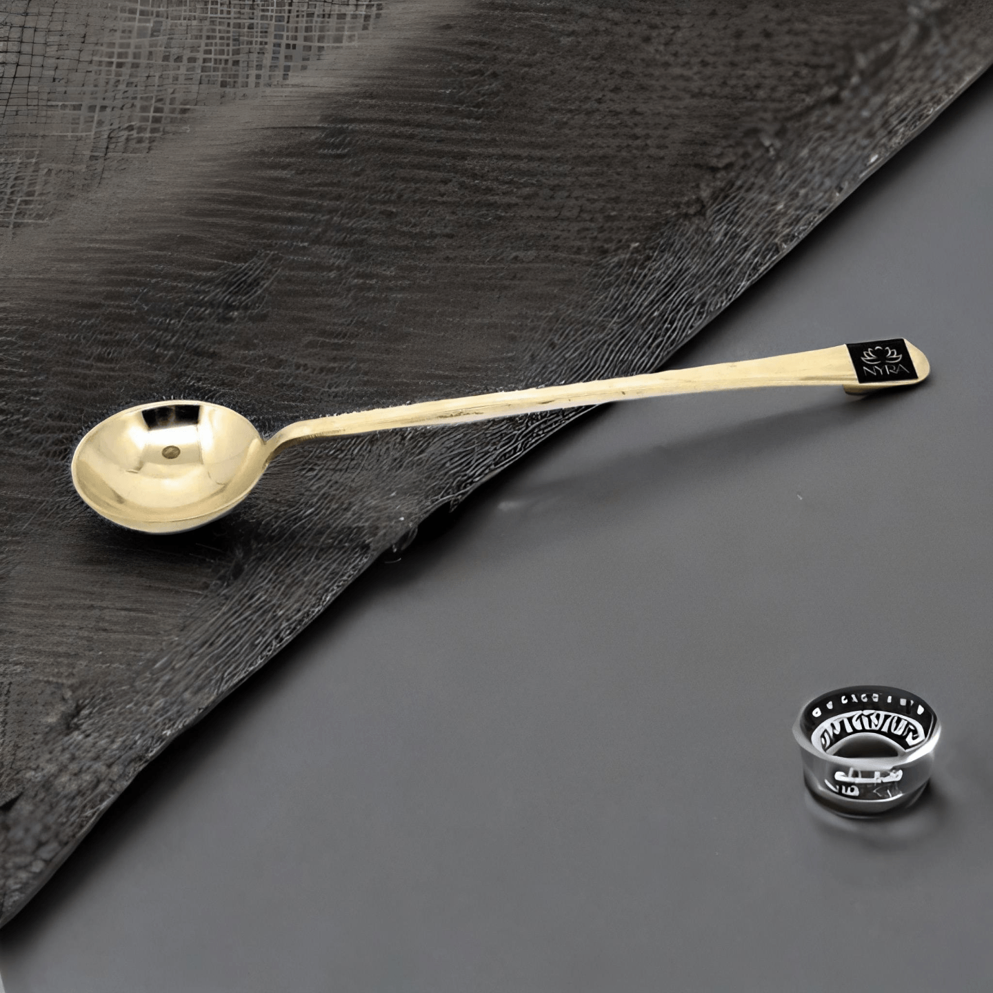 Nyra Semi-Handmade Pure Brass Serving SpoonLadle Organic Serve ware