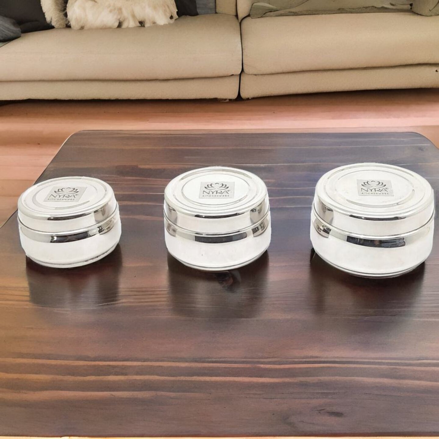 Nyra ® Stainless Steel Small/Mini Box Dabba/Container/Storage Box with Leak Proof Lid| Pack of 3| BPA Free| Dishwasher Safe |