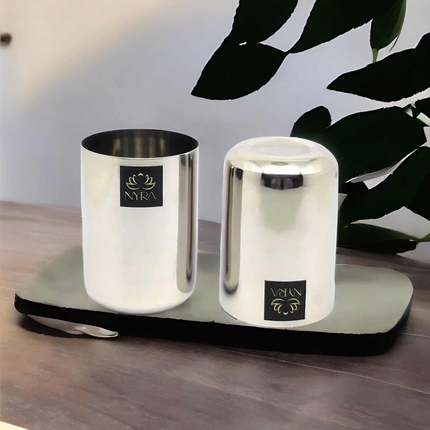 Nyra Stainless Steel Heavy Gauge Glass Tumbler for Water, Juice, Beverages, 400 ML each