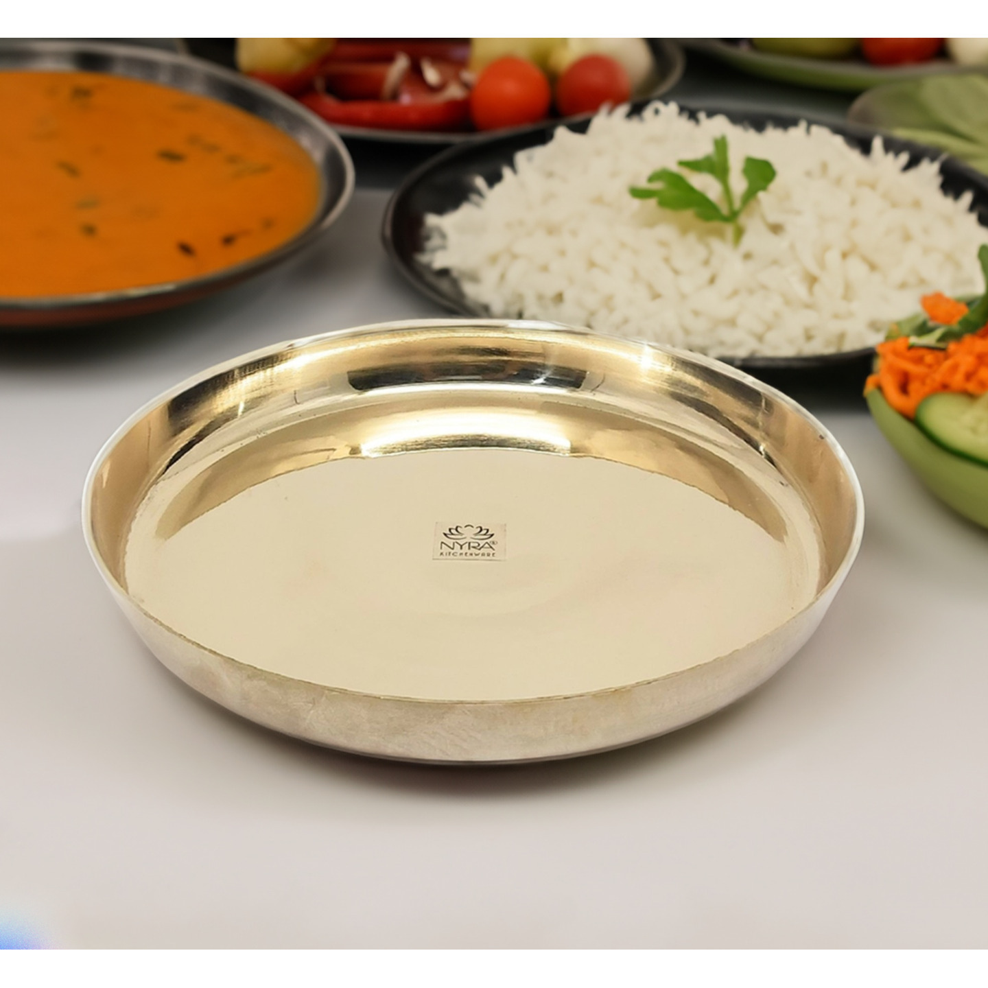 Nyra Pure KansaBronze BhojanDinner Plate A Gift of Timeless Elegance For pooja and serving purpose 660gm