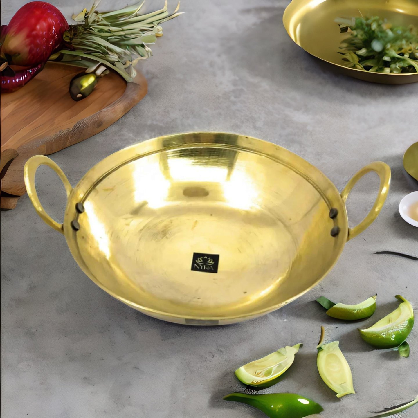 Nyra Brass Pital Handmade Kadai Kadhai Karahi for Cooking