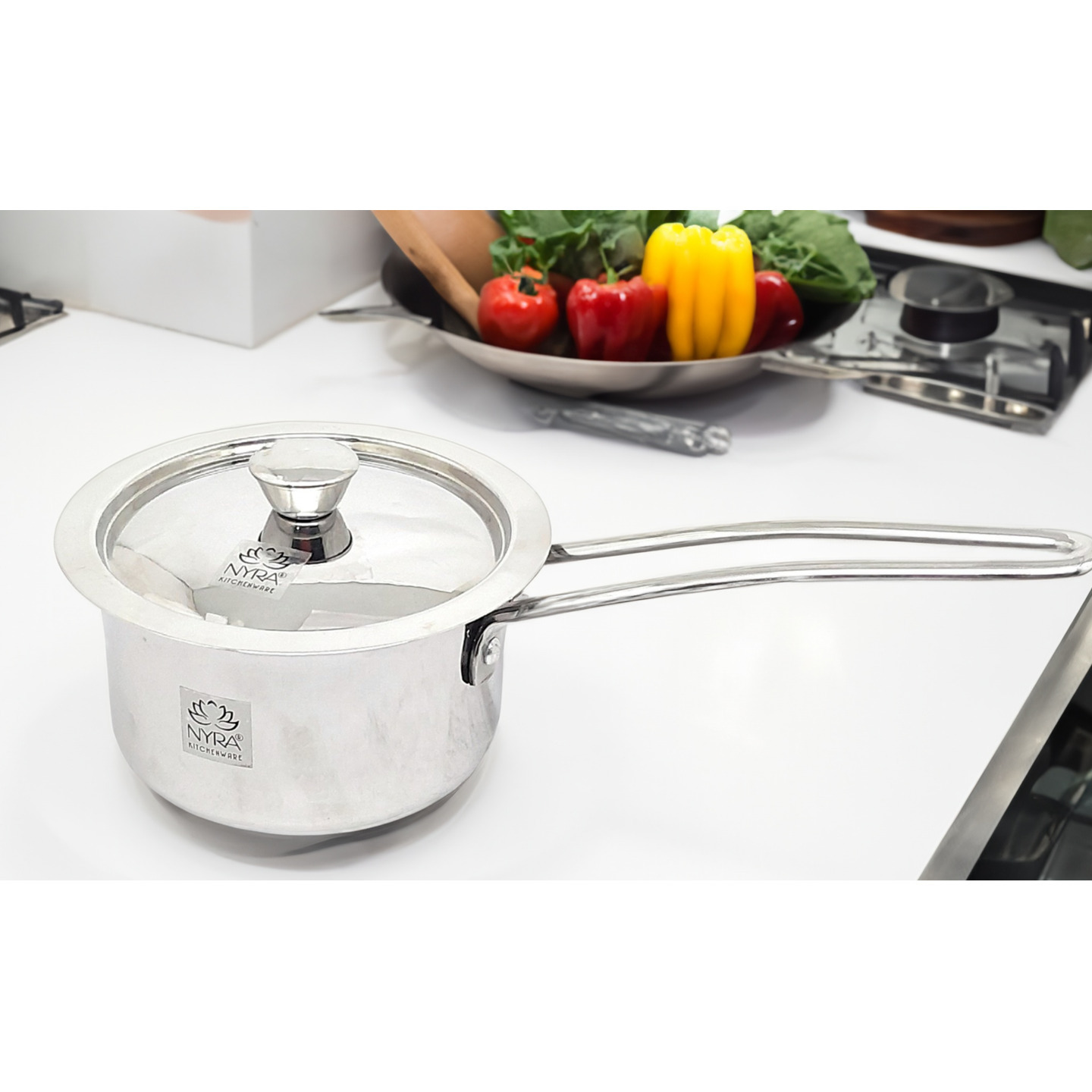 Nyra  Pure Stainless Steel SaucepanTriply Saucepan with Lid Cooking  Best for Sauteing Home & Kitchen Versatile & Gas Stove Friendly  Available in 3 sizes