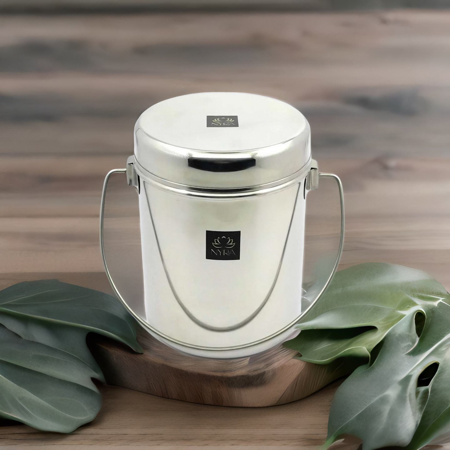NYRA Stainless Steel Milk Pot with lid, deep Dabba, Flat Bottom dolu for ghee, Oil, Curd, Grains, pulses, dolchi for Milk