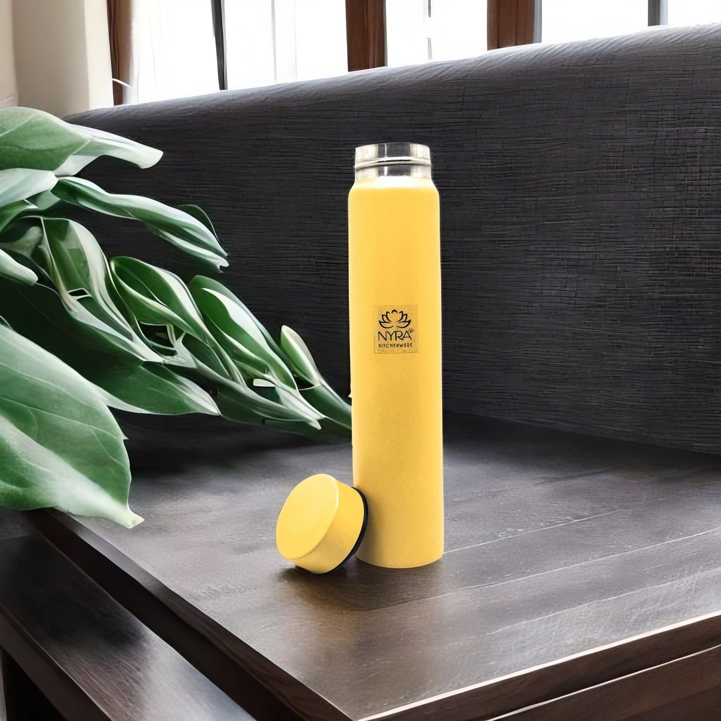 Nyra Stainless Steel Pocket Water Bottle  450 ML Small & Slim Single Walled Water Flask Bottle for Outdoor Office and Indoor use Fridge for Drinking Water  Yellow