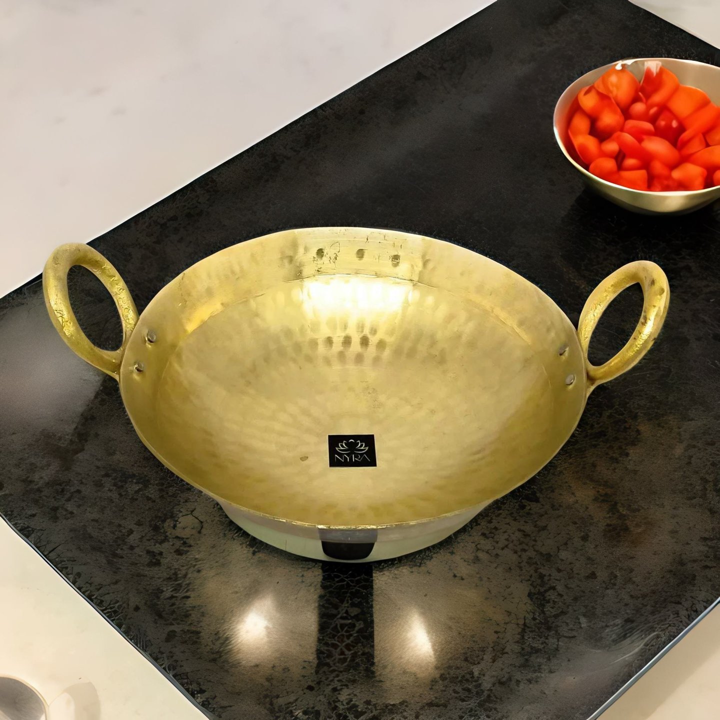 Nyra Pure Brass Pital Handmade Wok  Kadai Kadhai Karahi for Cooking