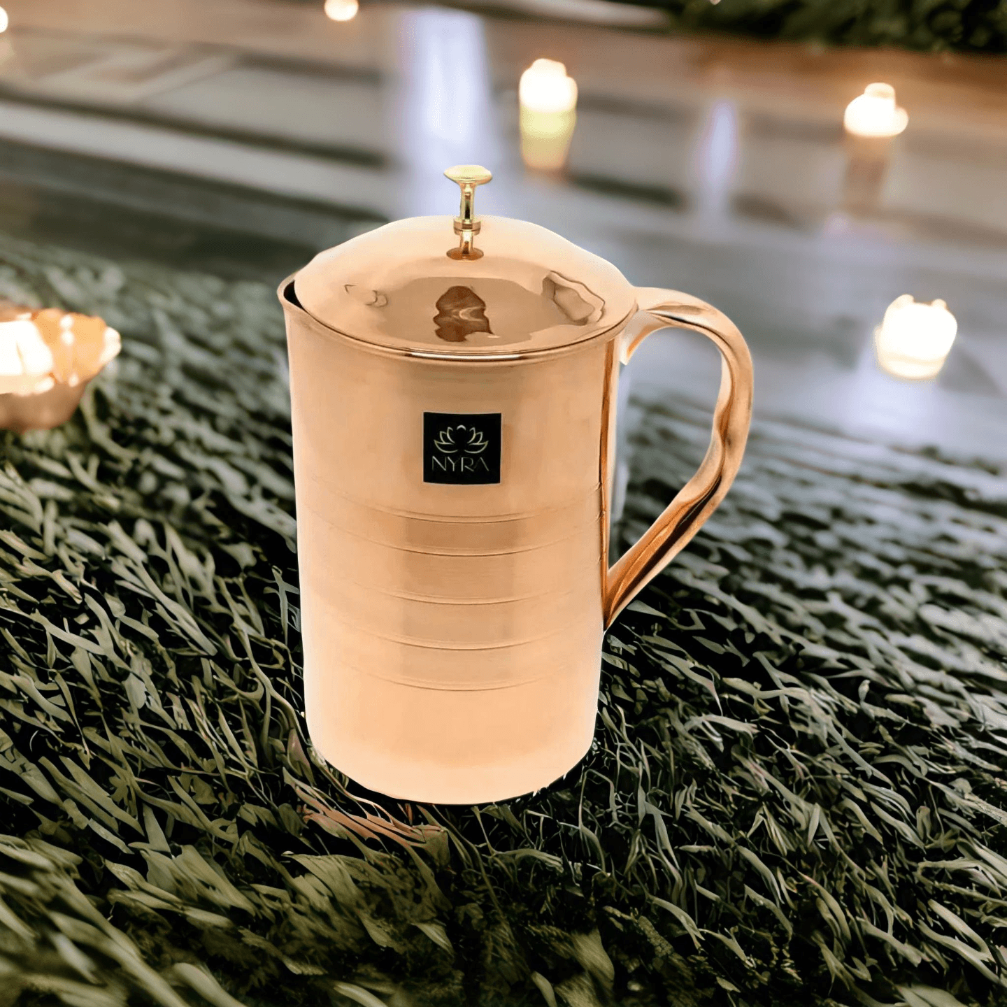 Nyra Pure Copper Tamba Water Jug Pitcher 1.8 Liter Storage Water, Home, Kitchen, Office, Gifts, Benefits for Health