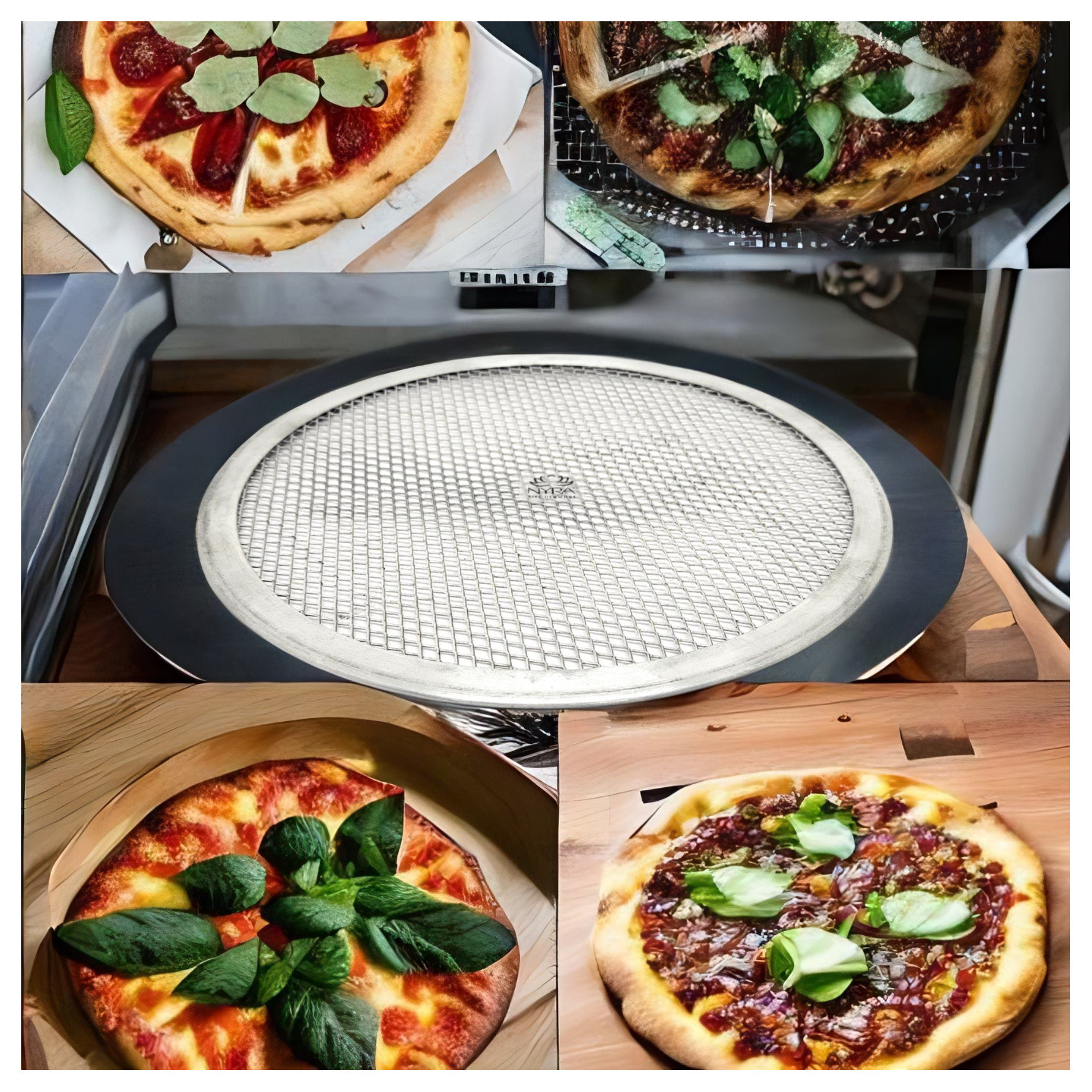 Nyra Aluminium Round Pizza ScreenMeshTrayMatNet Plates for Baking in Oven, Silver