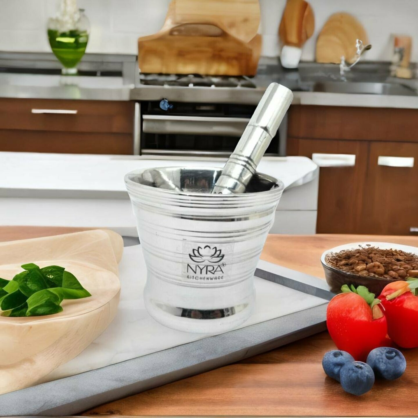 Nyra Stainless Steel Mortar & Pestle Set  Khalbatta  Imam Dasta  Spice Mixer  Khaldasta  Okhli Masher  Kharal  Idi Kallu  Khal Musal  Imam Dasta
