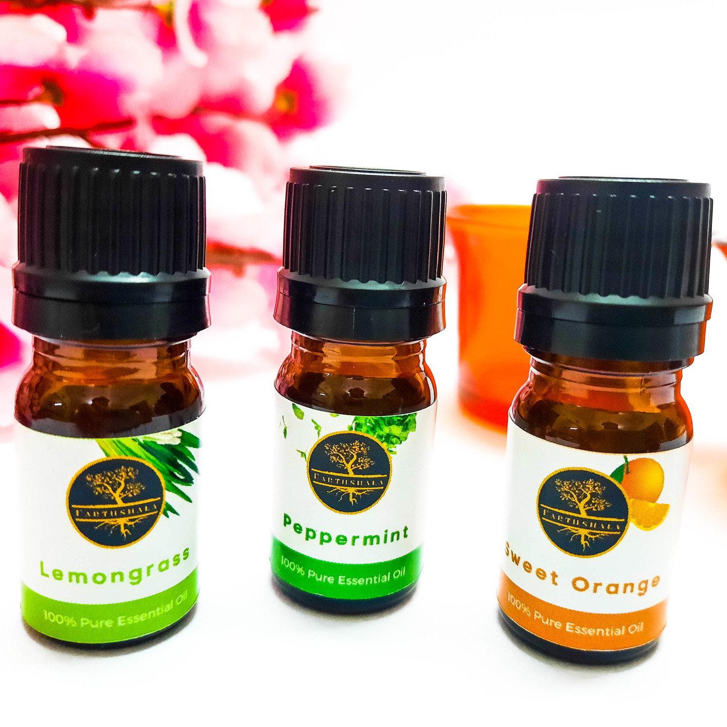 Pack of 3 Essential Oils - Sweet Orange, Peppermint & Lemongrass