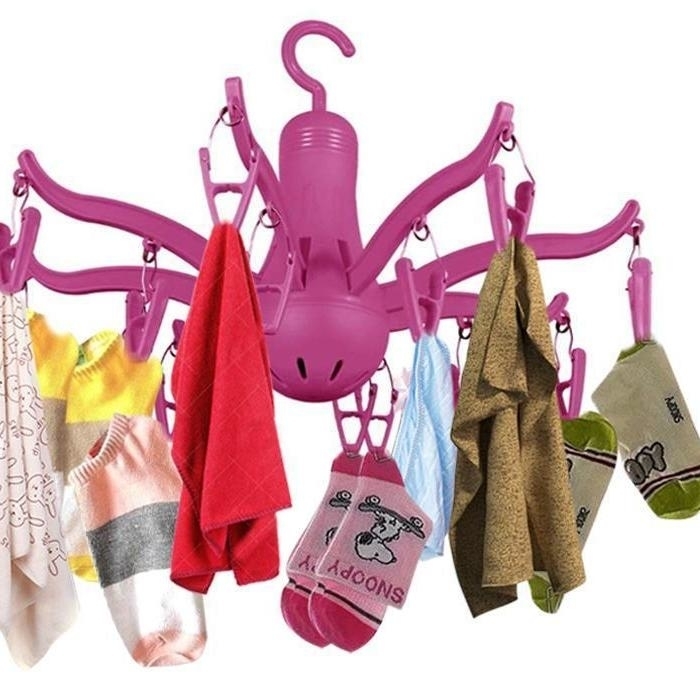8-Claw Octopus Hanging Dryer 16 Clothes pegs, Simple to fold up and Put Away