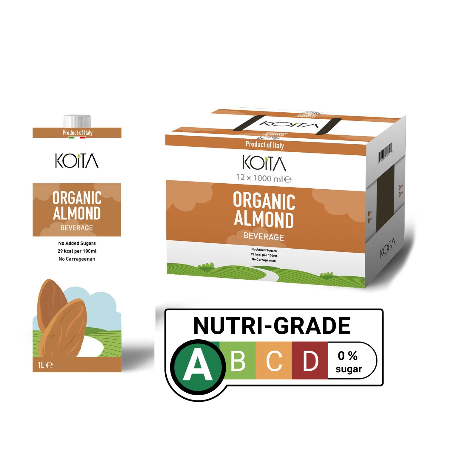 Koita Organic Almond Milk No Added Sugar 12 X 1000ml