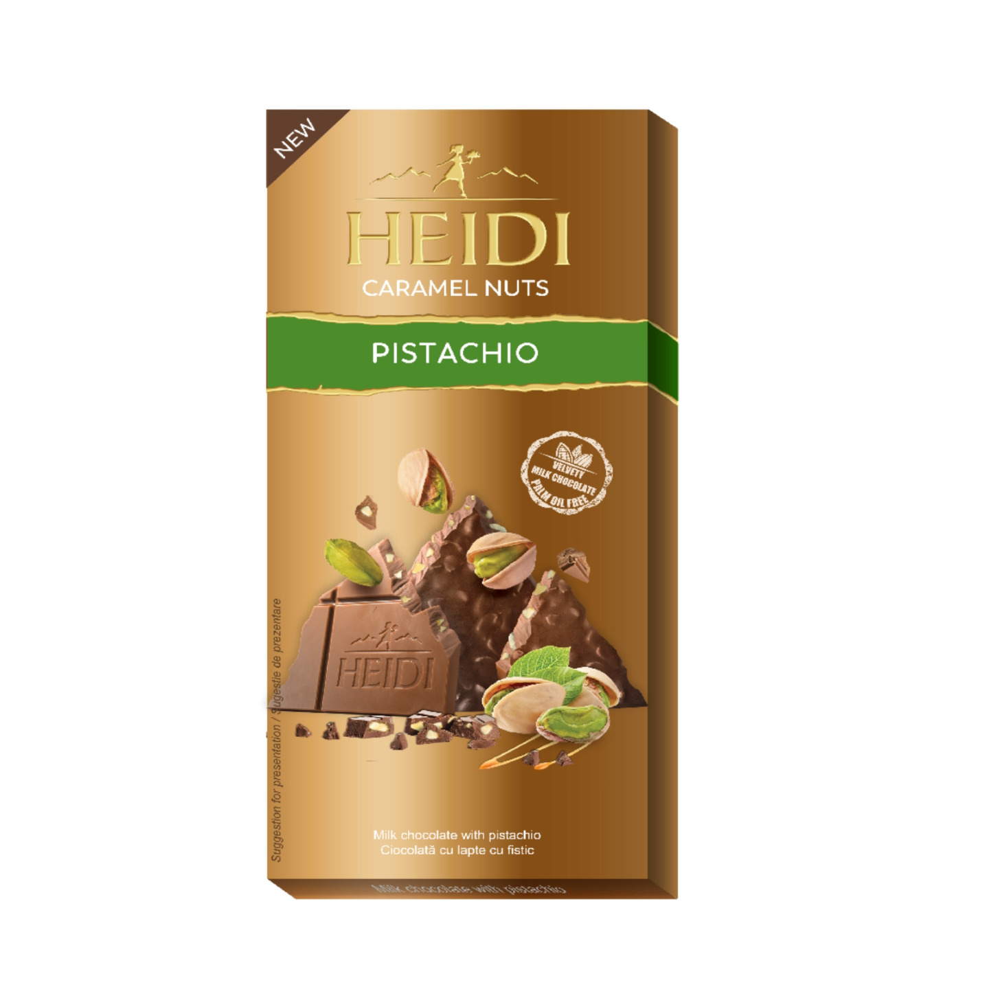 Heidi Milk Chocolate Bar with Caramelized Pistachios 80 Gms