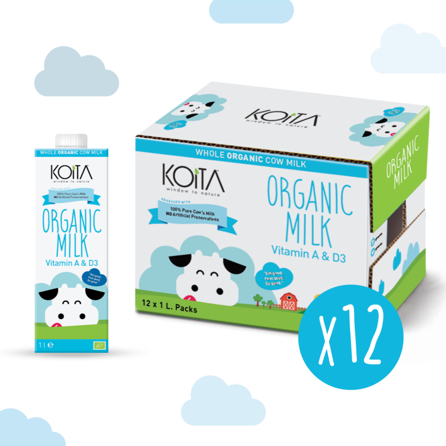 Koita Premium Organic Whole Milk 12 X 1000ml