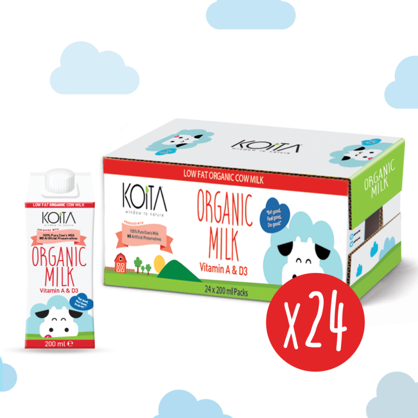 Koita Premium Organic Low-Fat Milk 24 x 200ml
