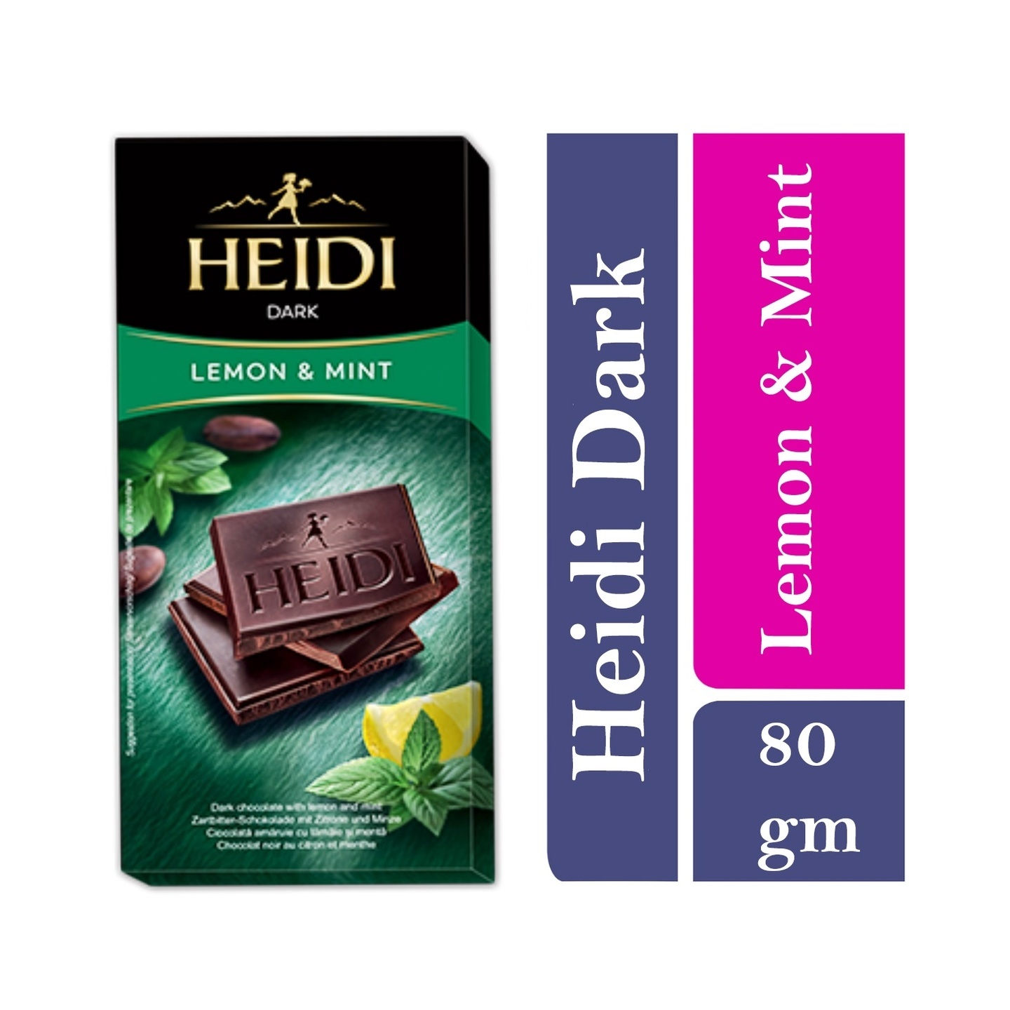 Heidi Dark Chocolate with mint and a hint of lemon 1 x 80gm