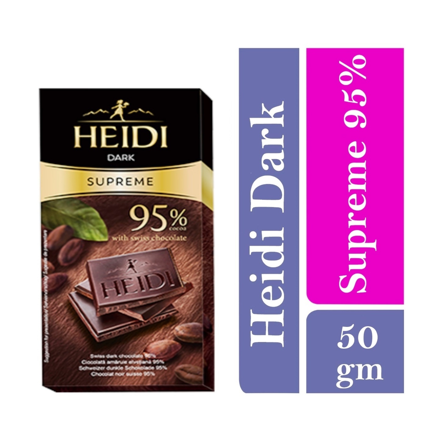 Heidi Supreme Dark Chocolate Bar 95% 1 x 50gm