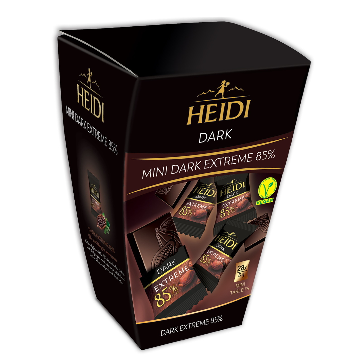 Heidi Dark Extreme 85% Chocolate Mini Bites - Individually Wrapped 28 x 5gm Tablets in an attractive Gift Box 1 x 140gm