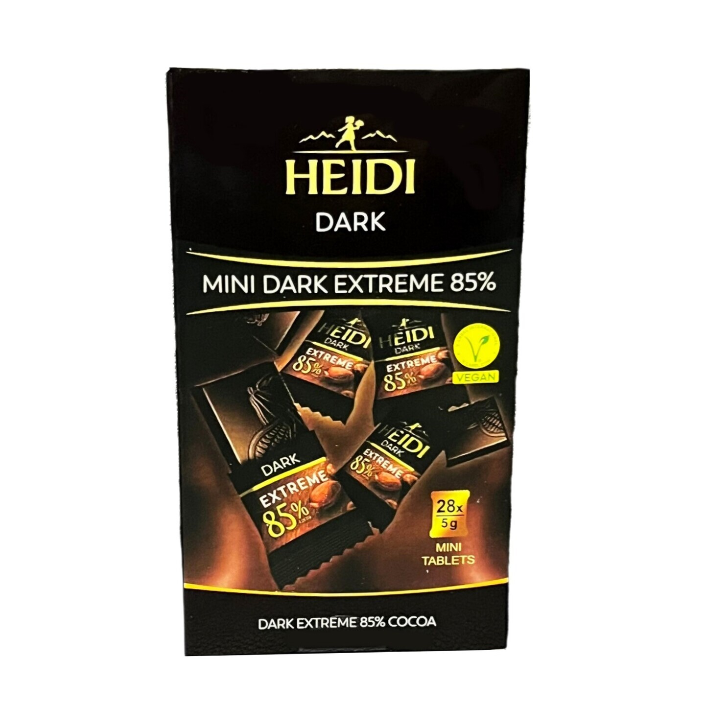 Heidi Dark Assorted Chocolate Mini Bites - Individually Wrapped 28 x 5gm Tablets (Dark 85% Mint and Lemon Espresso and Cranberry) in an attractive Gift Box 1 x 140gm