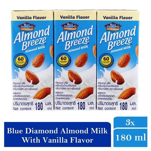 Blue Diamond Almond Breeze Almond Milk With Vanilla Flavor 3 x 180ml