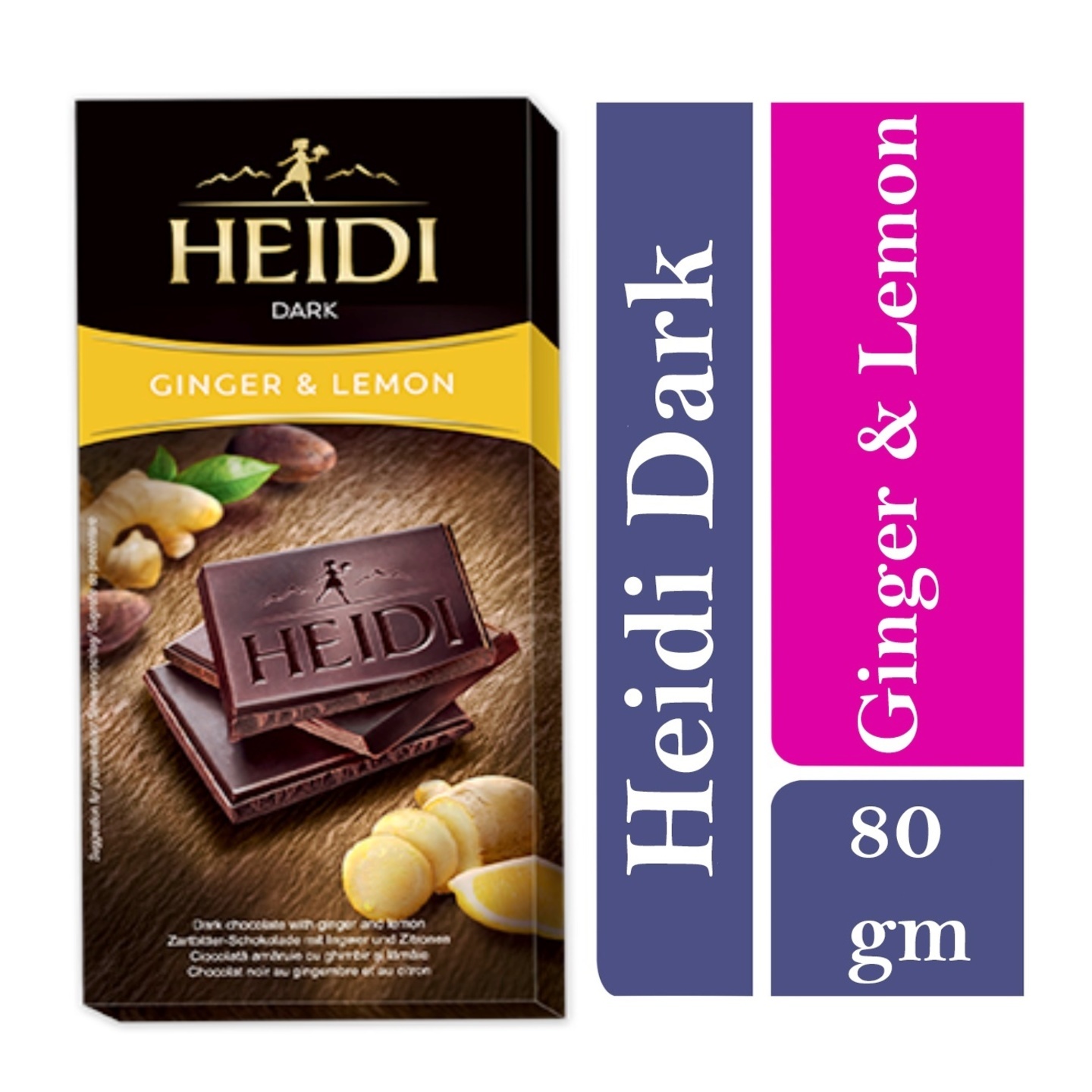 Heidi Dark Chocolate with Ginger and a hint of lemon