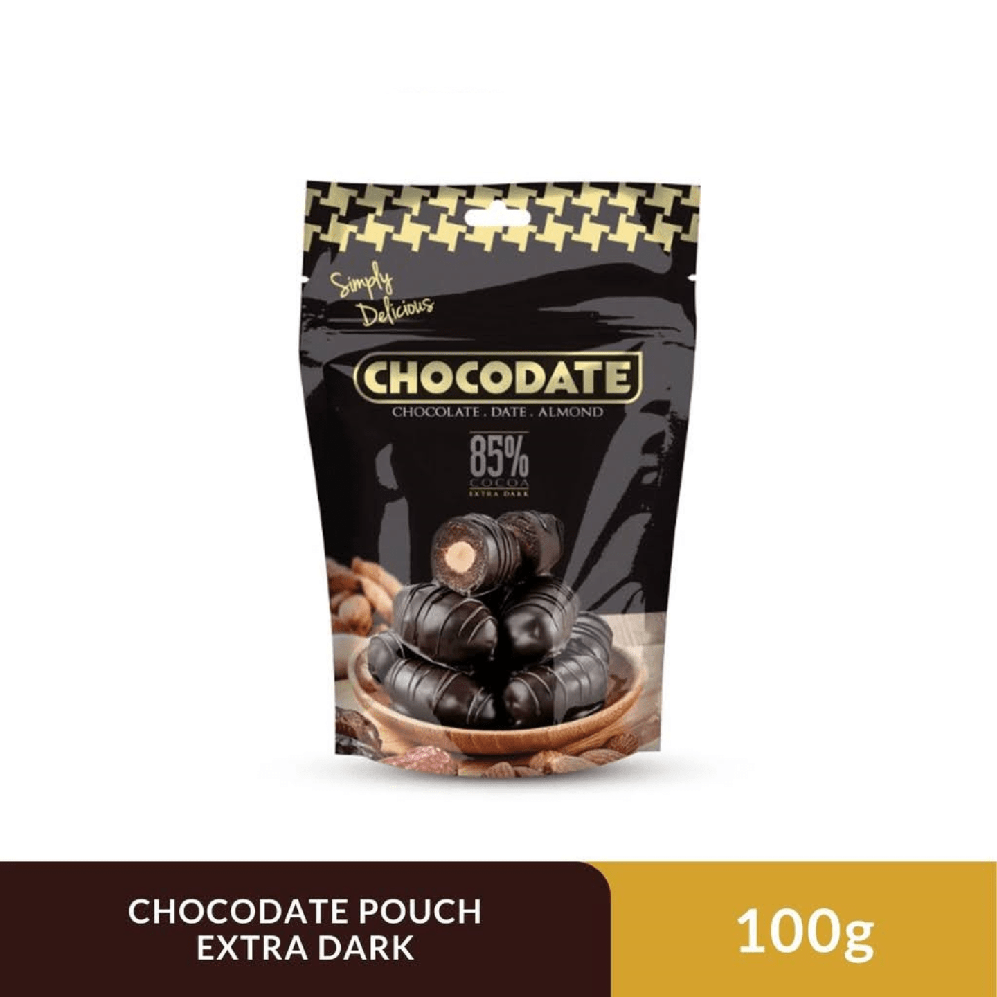 Chocodate Rich Extra Dark Chocolate with Whole Almond 100GM