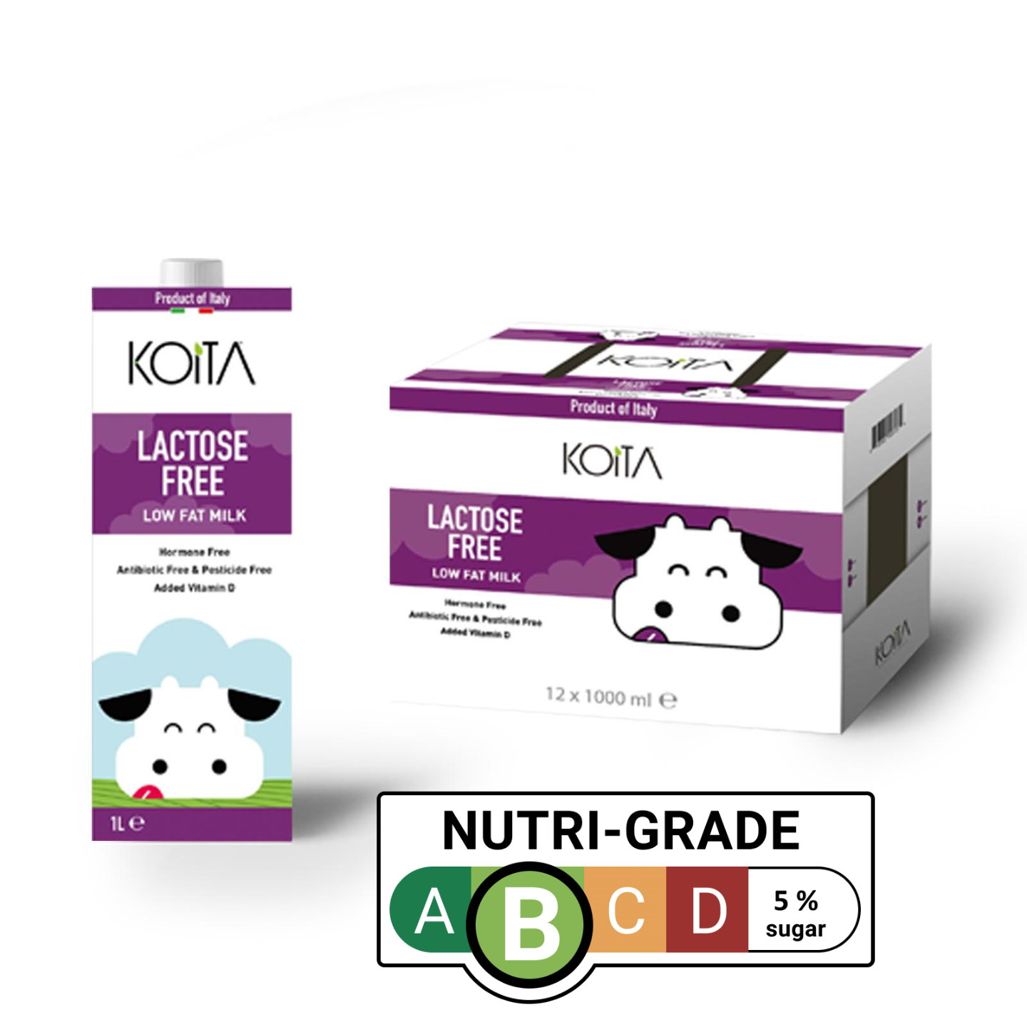 Koita Lactose Free Low Fat Milk Added Vitamin D 12 X 1000ml