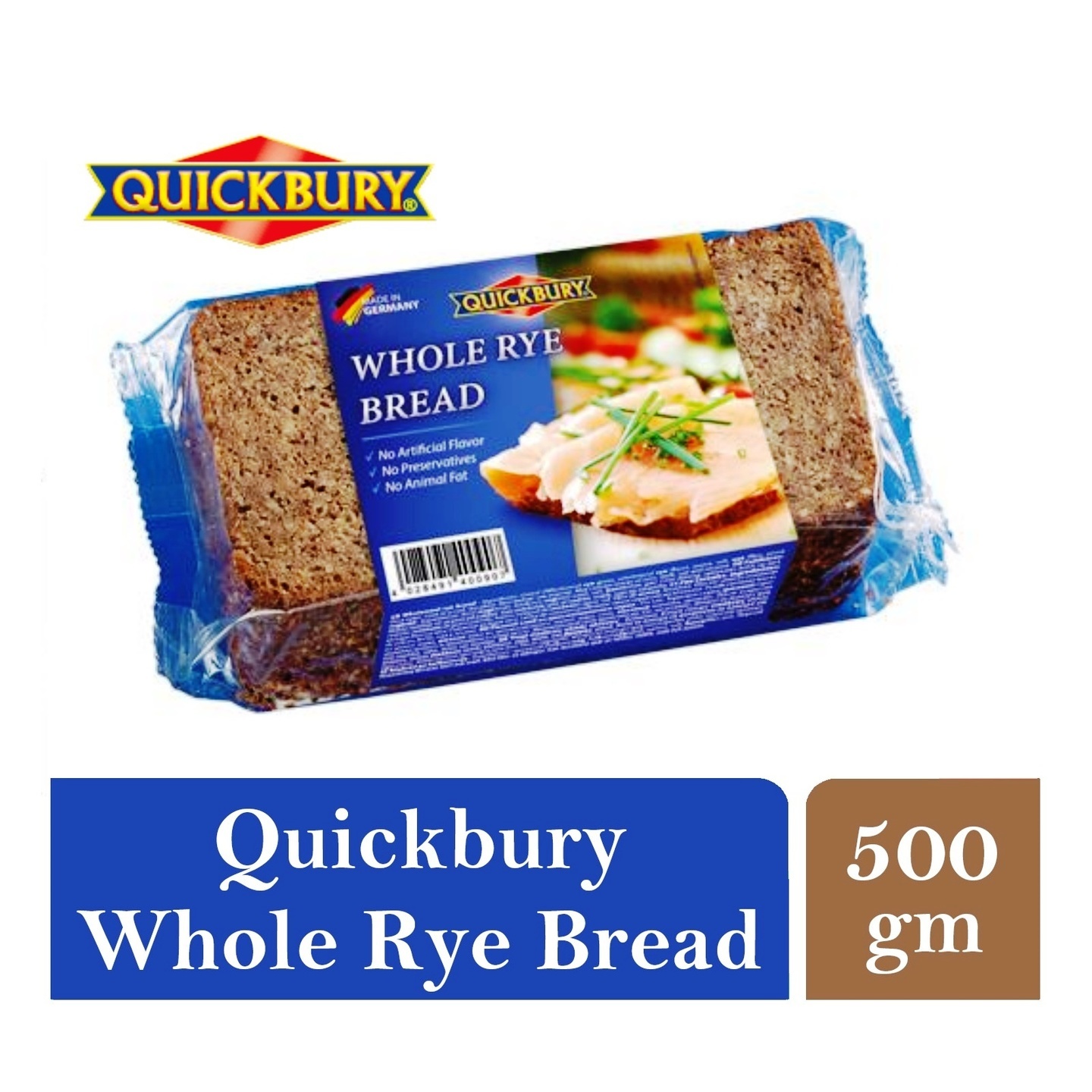 Quickbury Whole Rye Bread 1 x 500gm