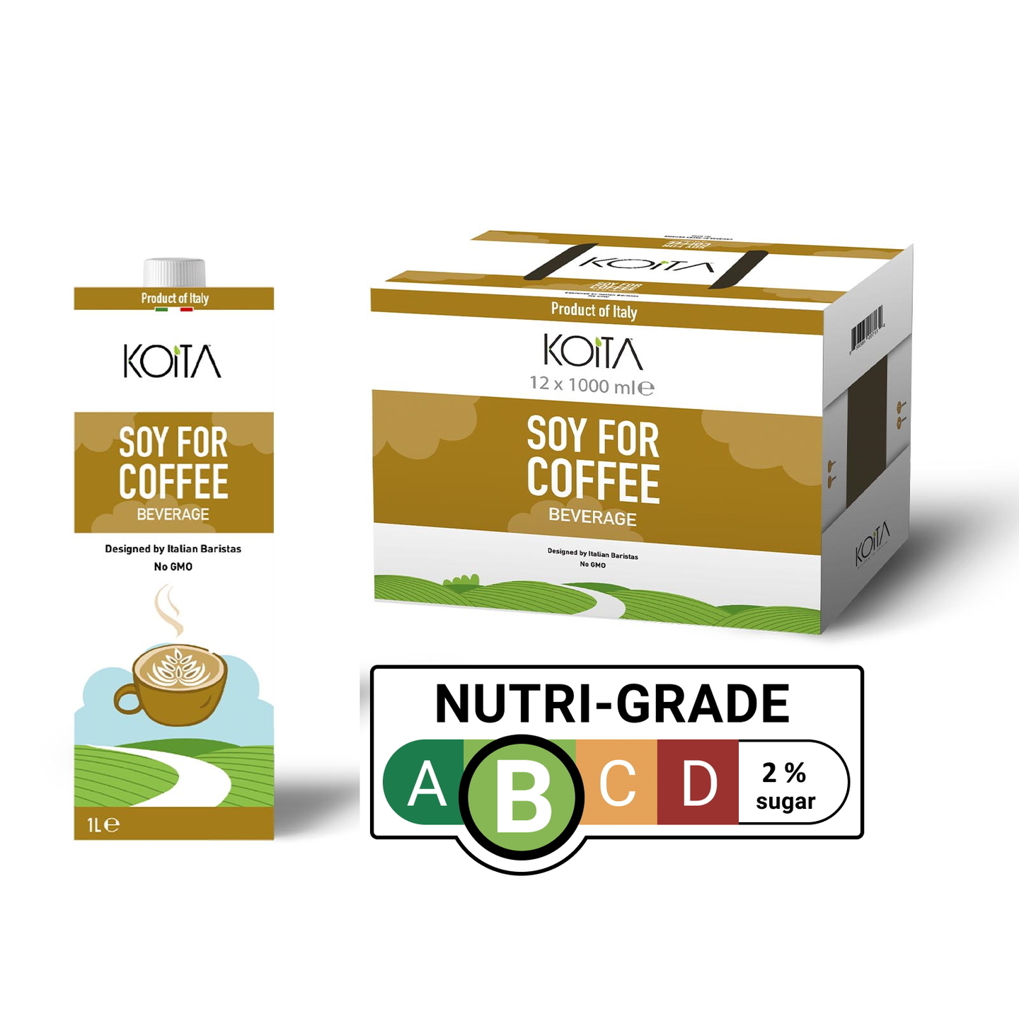 Koita Organic Soy For Coffee Designed by Italian Barista No GMO 12 X 1000ml