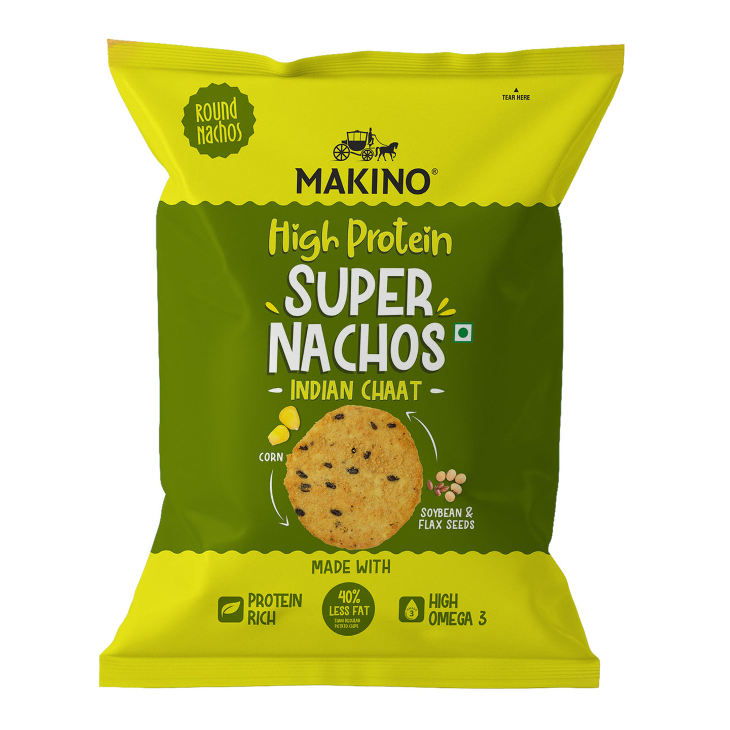 Makino High Protein Super Nacho Indian Chat Made with Corn, Soyabean & Flax Seeds Omega 3 150 Gms