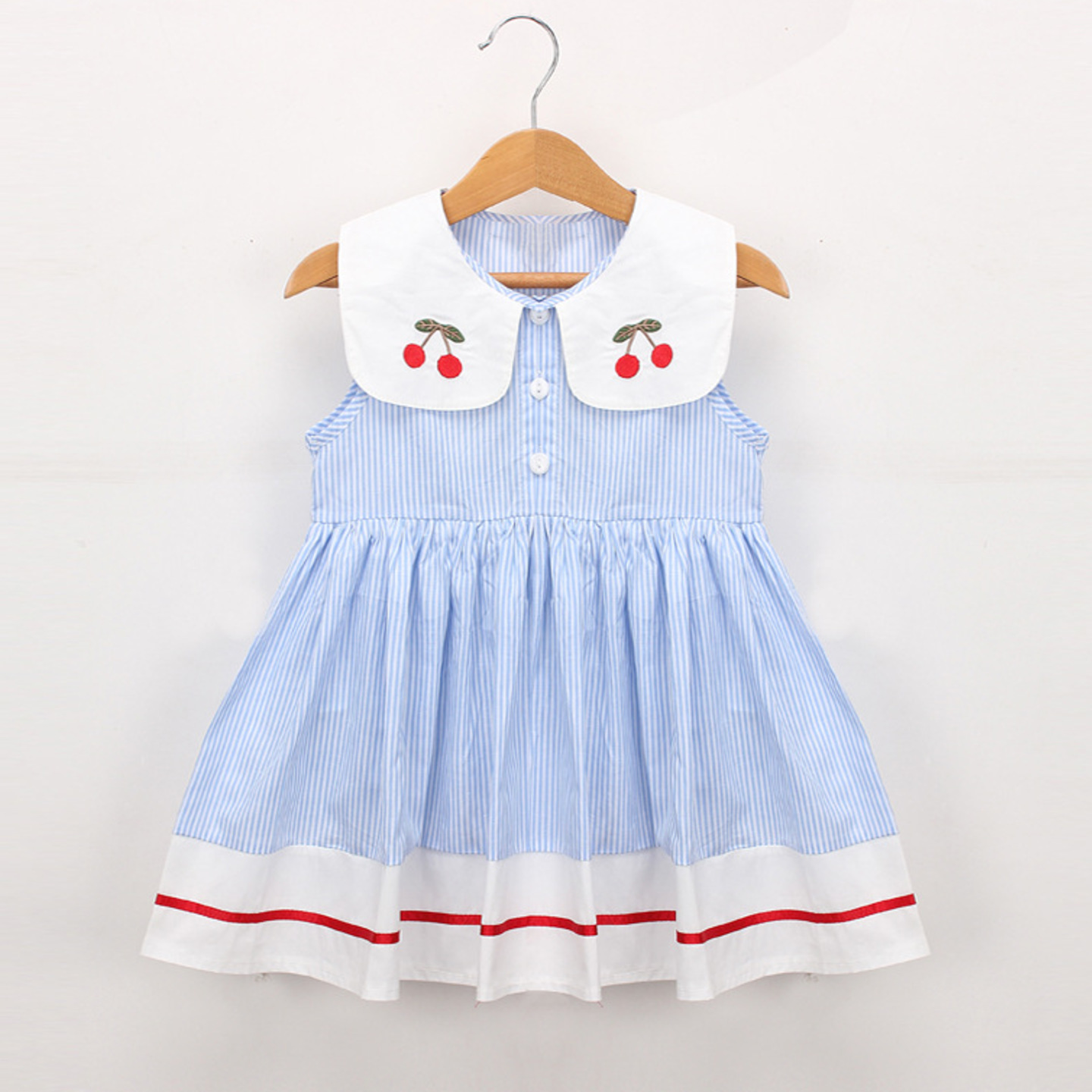 Cherry Collar Striped Dress