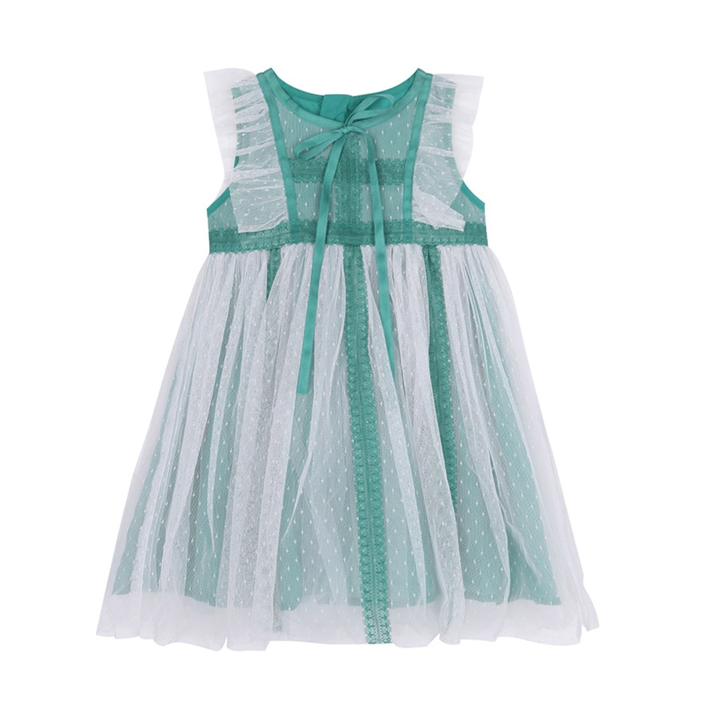 Lace Ruffles 2tone Dress