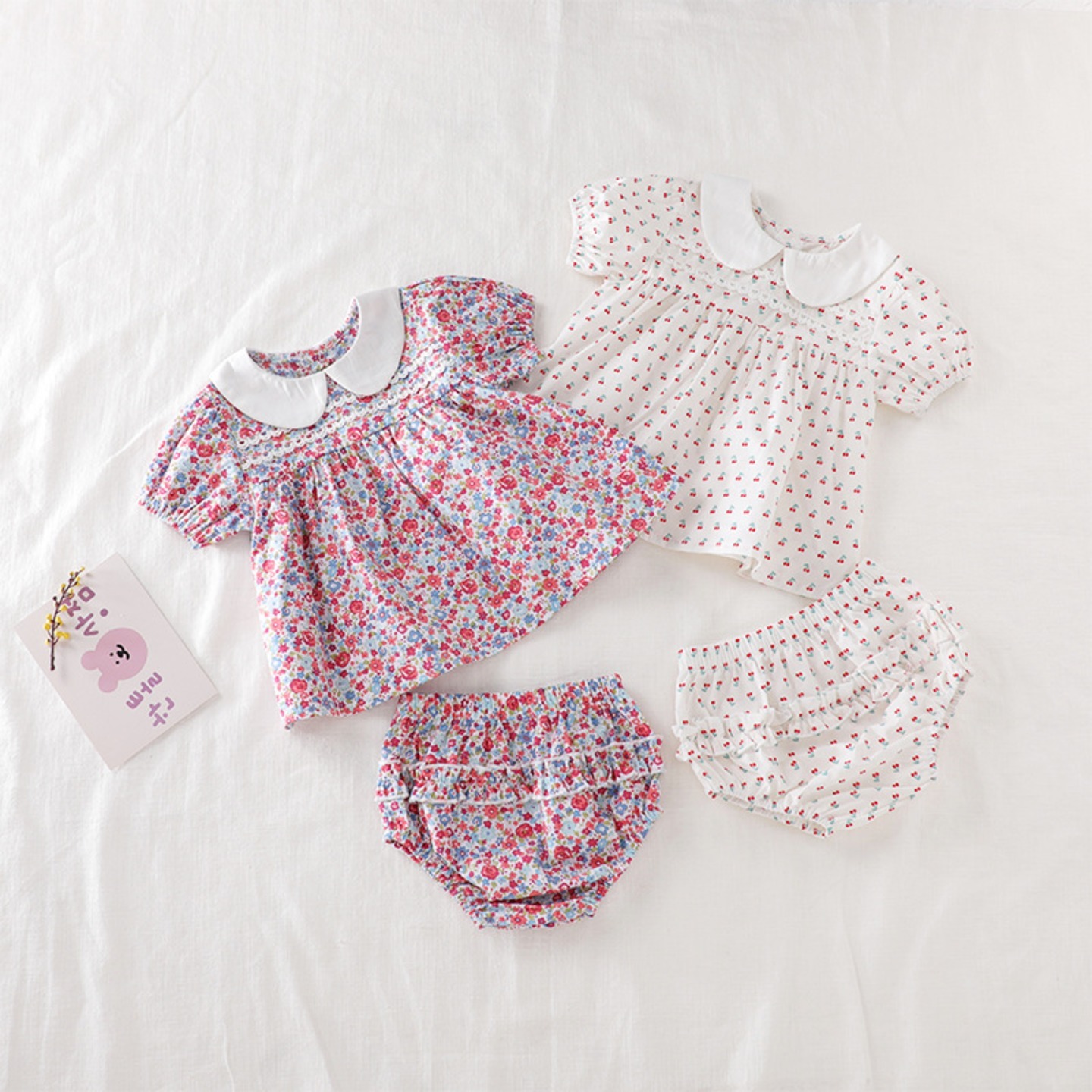 2pcs Floral Print Short Set