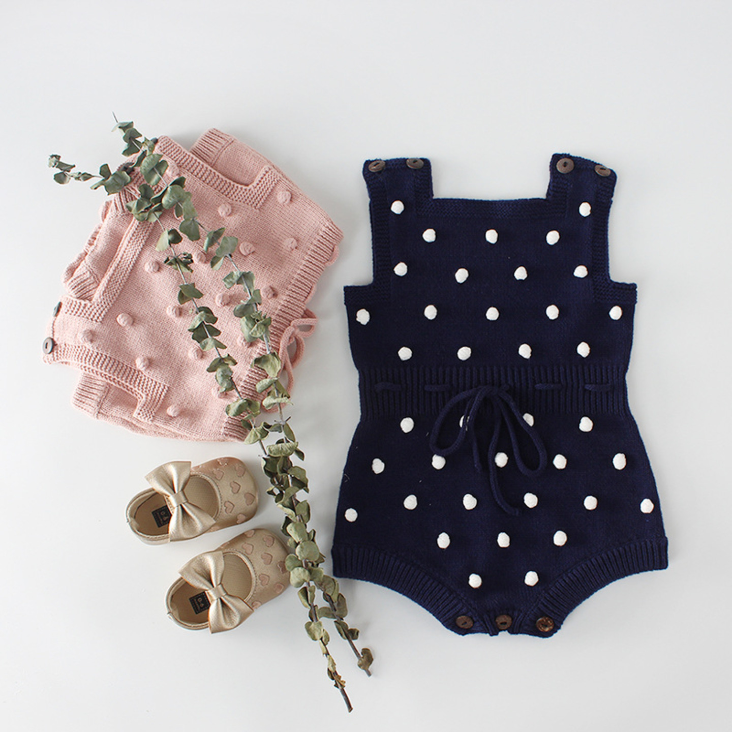 Sleeveless Pom Pom Knitted Romper