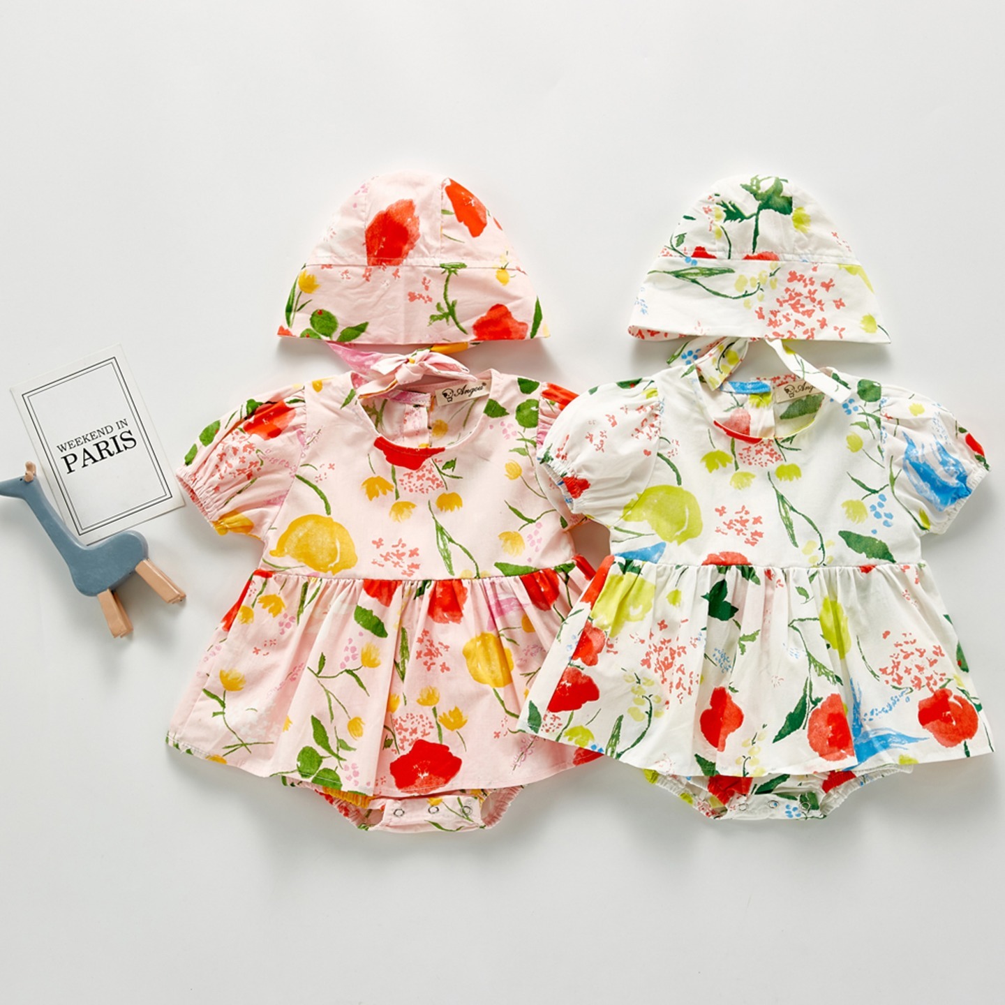 Flora Print Romper with Hat