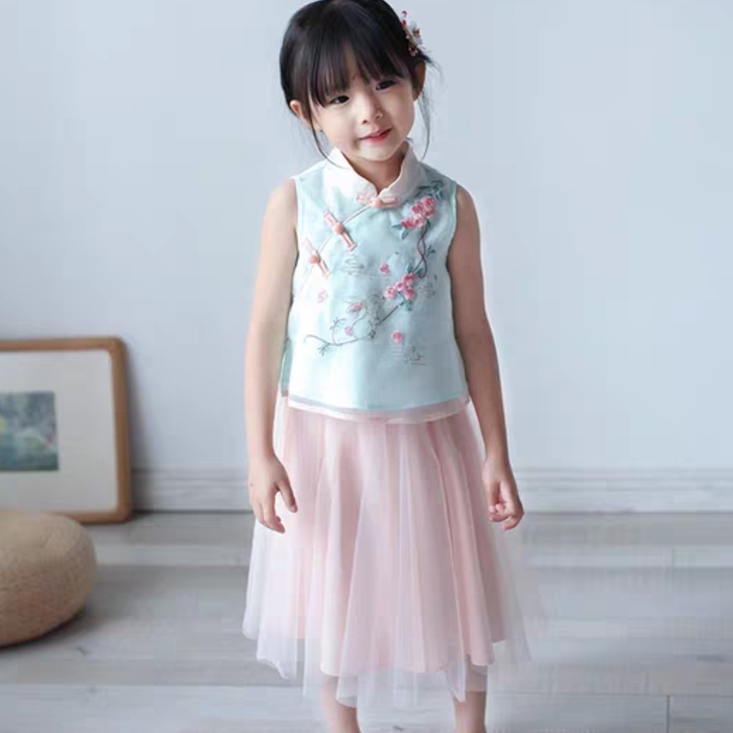Embroidered 2pcs Bunnies Dress